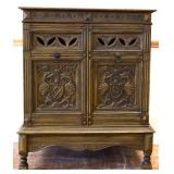 Vintage carved 2 door cabinet