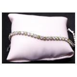 CITRINE/WHITE SAPPHIRE TENNIS BRACELET, LAB GROWN