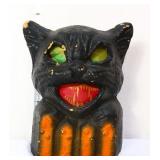 Vntg German style black paper mache cat lantern
