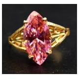 10k gold marquis cut pink sapphire ring lab grown