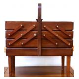 Vintage wood fold out sewing cabinet