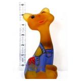 Fenton 6in amber satin happy cat in overalls
