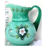 Fenton Diamond Jubilee spruce green pitcher