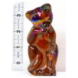Fenton 3in amber carnival cat w/ flowers