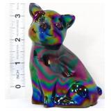 Fenton amethyst carnival smiling pig figure