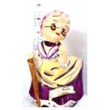 Vntg Old Mother Hubbard in purple dress planter