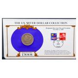 1888 Morgan Silver Dollar with info card
