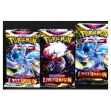 3 sealed Pokemon Lost Origin foil card packs