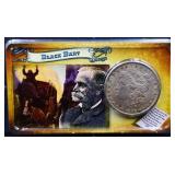 1898 Morgan dollar on Black Bart Info card