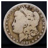 1901O Morgan silver dollar