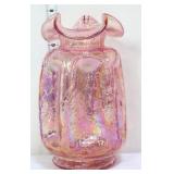 Fenton pink iridescent crackle 8in vase