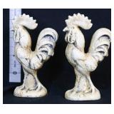 Lot of 2 white cast iron mini roosters