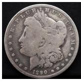 1890O Morgan silver dollar