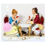 Vntg 11in long couple playing cards figures