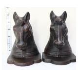 Pair cast iron horse head bookends