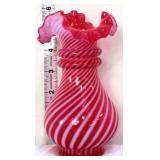 Fenton cranberry spiral optic vase