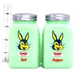 Pair jadeite Bunny Bread salt/pepper shakers