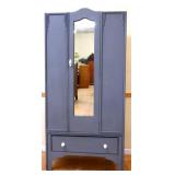 Vintage painted single door wardrobe w/ mirror
