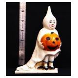Cast iron ghost child w/ pumpkin bank