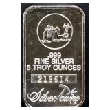 5 troy oz Silvertowne silver bar