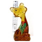 Fenton 3in amber floral FAGCA happy cat figure