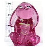 Fenton pink sitting bunny w/ flowers on head