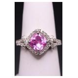 Pink sapphire dinner ring, lab created