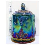 Vintage blue carnival tobacco jar