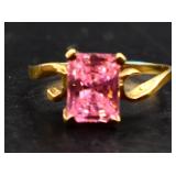 10k gold emerald cut pink sapphire ring lab grown