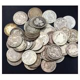 Lot of 50 barber dimes
