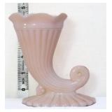 Jeanette pink milk glass cornucopia horn vase