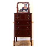 Vintage mahogany chest w/ hat box & inlay