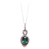 Oval cut emerald necklace, lab created