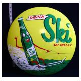 Metal 16in diameter Drink Ski button sign