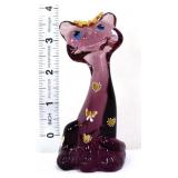 Fenton 3in amethyst/gold FAGCA happy cat figure