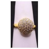 Sterling white sapphire ball ring, lab created