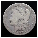 1884 Morgan silver dollar