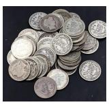 Lot of 50 barber dimes