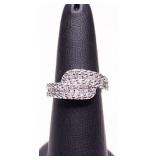 STERLING WHITE TOPAZ PAVE RING, LAB GROWN