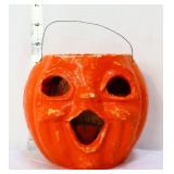 Vntg paper mache battery op jack o lantern light
