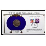 1886 Morgan Silver Dollar with info card