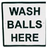 Cast iron 9.25x9.25in Wash Balls Here plaque