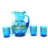 Vntg blue 4 piece water set
