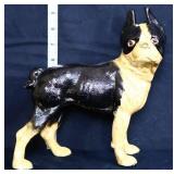 Cast iron 9in black/white dog bank