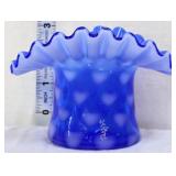 Fenton cobalt opalescent 3in hat vase