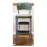 1950s olive green metal folding kitchen stool