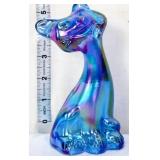 Fenton 6in FAGCA blue carnival happy cat