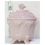 Jeanette pink milk glass grape & vine candy dish