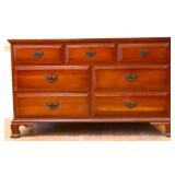 Vintage cherry 3 over 4 flat front dresser