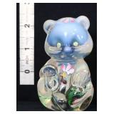 Fenton opalescent sitting teddy bear w/ flowers